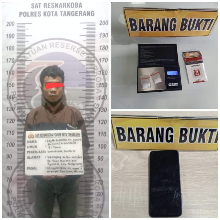 Simpan 1,16 Gram Sabu, Satresnarkoba Polresta Tangerang Ringkus Bendol