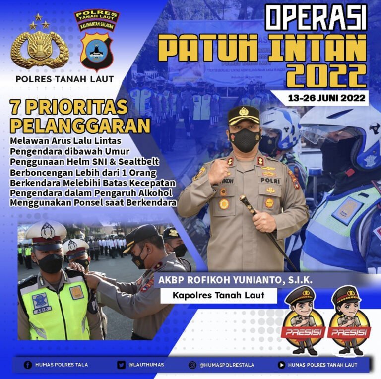 Polres Tanah Laut Laksanakan Apel Gelar Pasukan Operasi Patuh Intan 2022