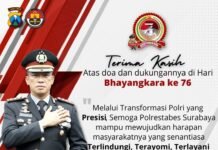 Kapolrestabes Surabaya : Terima Kasih Atas doa dan dukungannya di Hari Bhayangkara ke 76