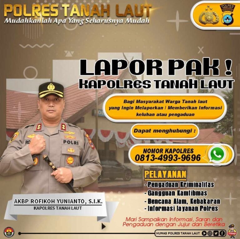 Inovasi Terbaru, Polres Tanah Laut Luncurkan Program LAPOR PAK! Kapolres Tanah Laut Inovasi Terbaru, Polres Tanah Laut Luncurkan Program LAPOR PAK! Kapolres Tanah Laut