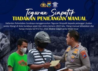 Teguran Simpatik Oleh Sat Lantas Polrestabes Surabaya, Tiadakan Penilangan Manual