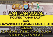 Peduli Korban Gempa Cianjur, Polres Tanah Laut dan Bhayangkari Kirimkan Bantuan