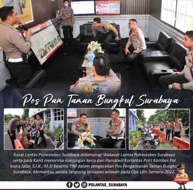 Kasat Lantas Surabaya Sambut Kunker Pamatwil Korlantas Polri di Pos Pam Taman Bungkul