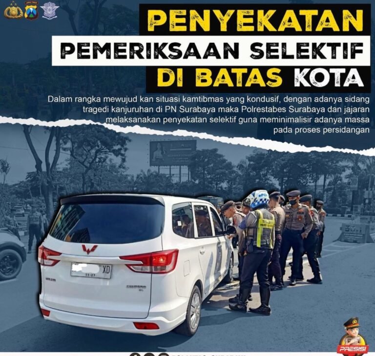 Pengamanan Sidang Perdana Tragedi Kanjuruhan Polantas Surabaya Lakukan Penyekatan