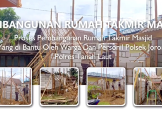 Program Polisi Penolong Masyarakat, Polres Tanah Laut Gelar Baksos Bedah Rumah Takmir Masjid
