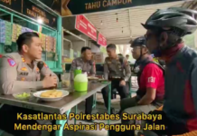 Jaring Aspirasi Pengguna Jalan, Sat Lantas Polrestabes Surabaya Gelar Cangkrukan Kamseltibcarlantas