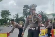Simulasi Rekayasa Lalu Lintas PAM May Day, Sat Lantas Polrestabes Surabaya