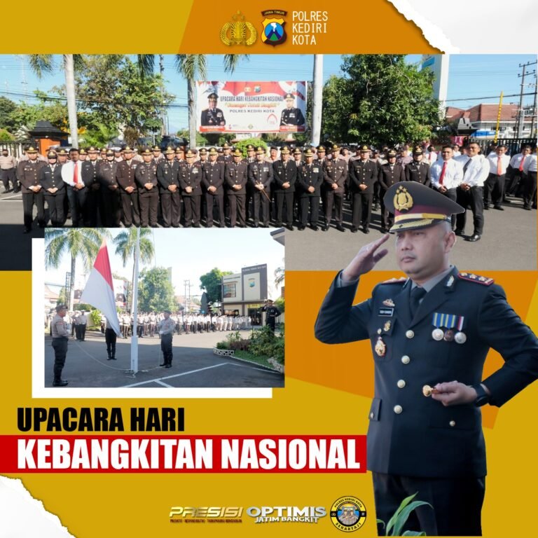 Penuh Semangat Saat Kapolres Kediri Kota Pimpin Uapacara Bendera Memperingati Hari Kebangkitan Nasional