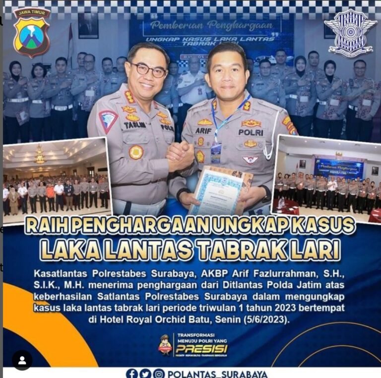 Ungkap Kasus Tabrak Lari, Kasat Lantas Polrestabes Surabaya Raih Penghargaan Ungkap Kasus Tabrak Lari, Kasat Lantas Polrestabes Surabaya Raih Penghargaan
