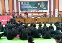 Polres Kediri Kota dan Polsek Tarokan Amankan Kejuaraan Pencak Silat di Balai Desa Kalirong