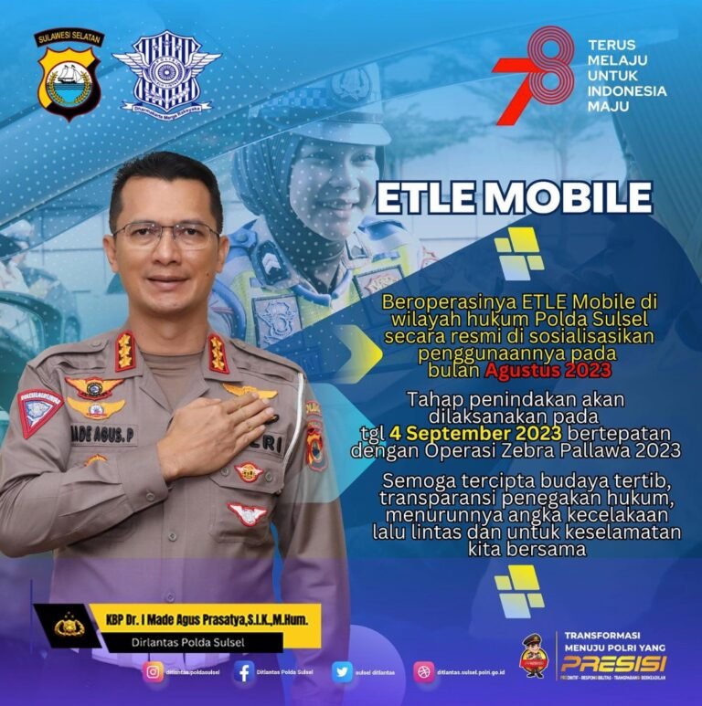 ETLE Polda Sulawesi Selatan Resmi di Berlakukan Bulan September 2023