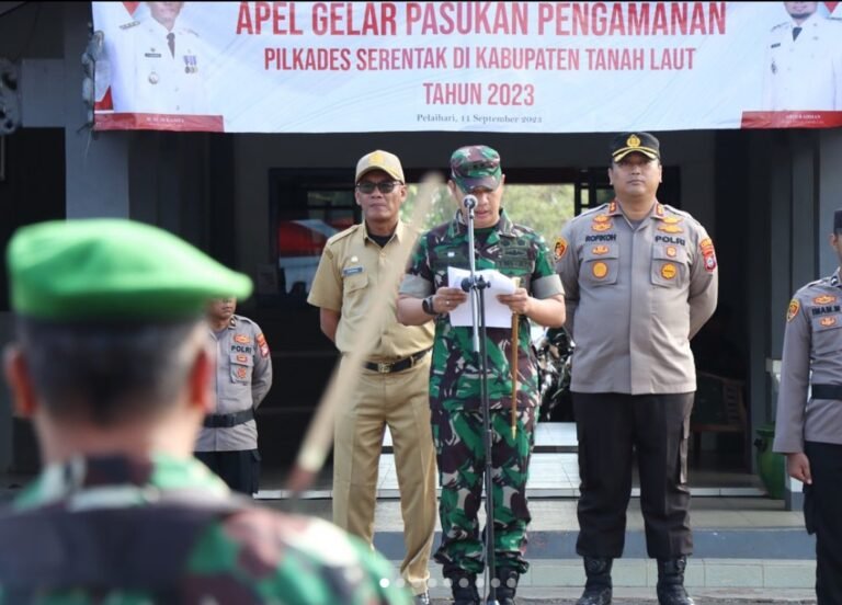 Persiapan Pengamanan Pilkades Serentak Polres Tanah Laut Laksanakan Apel Gelar Pasukan