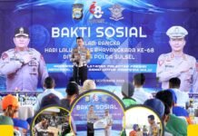 Baksos Ditlantas Polda Sulsel Bagikan 10.000 Paket Sembako