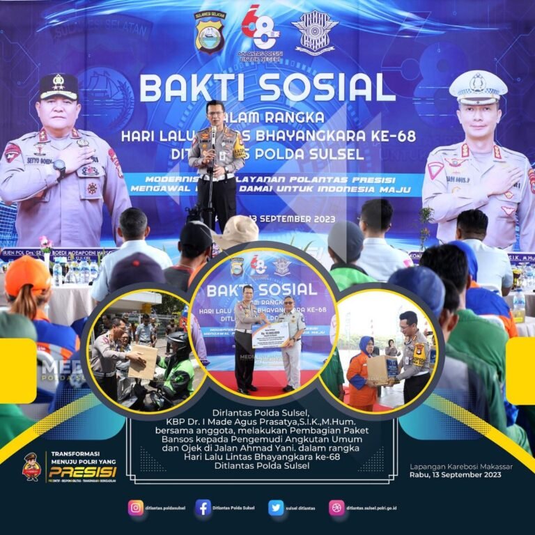 Baksos Ditlantas Polda Sulsel  Bagikan 10.000 Paket Sembako