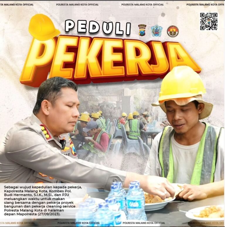 Kapolresta Malang Kota Bersama PJU dan Puluhan Pekerja Proyek Pembangunan Mapolres Makan Siang Bersama