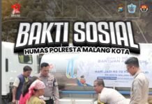 Peringati HUT Humas Polri ke-72, Polresta Malang Kota Salurkan Bantuan Air Bersih