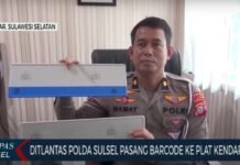 Ditlantas Polda Sulsel Pasang Barcode Ke Plat Kendaraan Ini Manfaatnya
