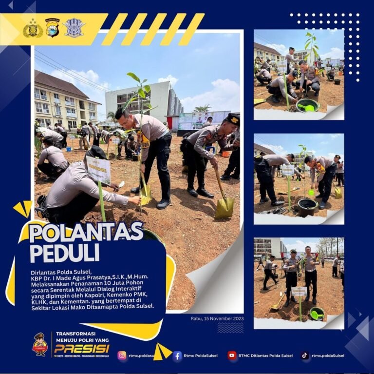 Tindak Lanjuti Arahan Kapolri, Dirlantas Polda Sulsel Laksanakan Program Penanaman 10 juta Pohon