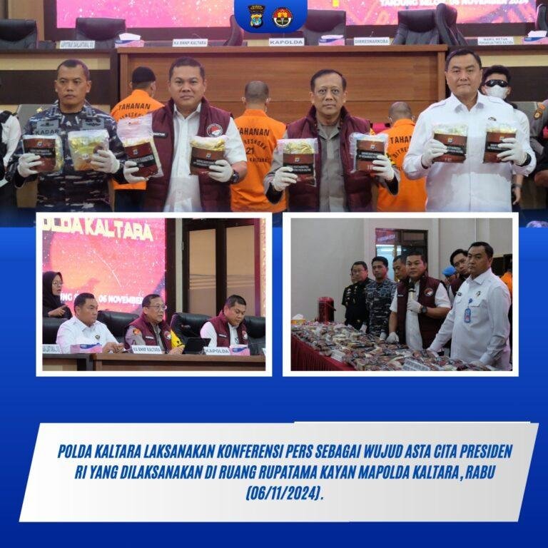 Polda Kaltara Laksanakan Konferensi Pers Sebagai Wujud Asta Cita Presiden RI: Pengungkapan Jaringan Narkoba oleh Polda Kaltara yang Menyelamatkan Jutaan Jiwa