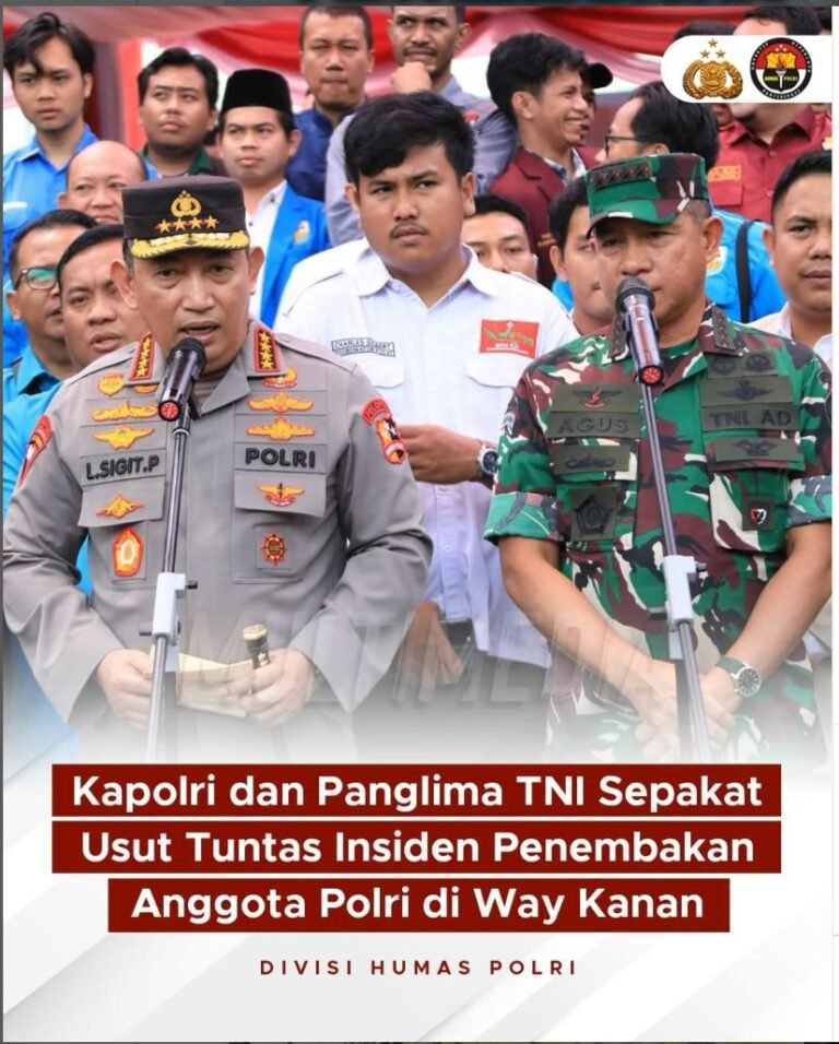 Kapolri-Panglima TNI Sepakat Usut Tuntas Kasus Penembakan Personel di Lampung