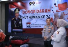 Wujud Nyata Kepedulian : Humas Polri Gelar Donor Darah Jelang Hari Jadi ke 74